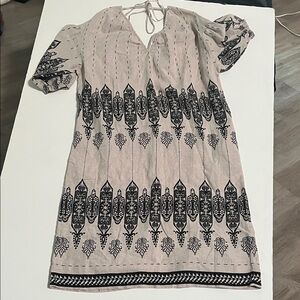 Elegant Black and Cream Patterned Dress